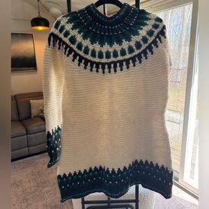 Brooks Brothers Cream Sweater with Teal and Black Nordic Yoke